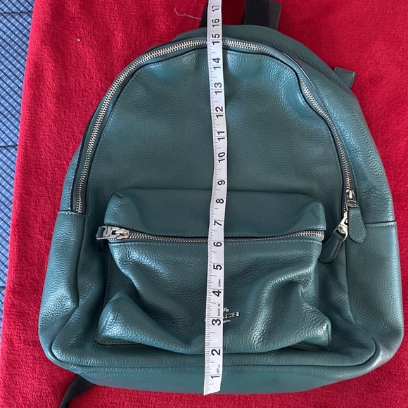 Coach Charlie pebbled leather green backpack - Picture 9 of 10